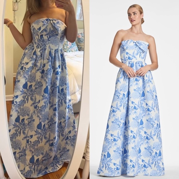 Sachin + Babi Dresses & Skirts - SACHIN & BABI Isabeau Floral Strapless Blue Gown 2